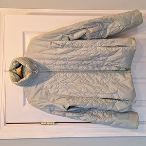 Women's blue/silver down winter coat.